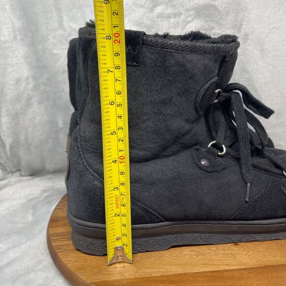 EMU Boots Mens 12 Black Suede Australian Sheepskin Lined Wallabee Style Juc Lo - Picture 11 of 16